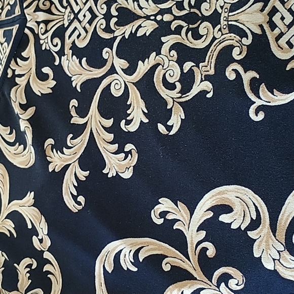 JM Collection Navy Tan Classic Print V Neck Pullover Top XL - Picture 12 of 12